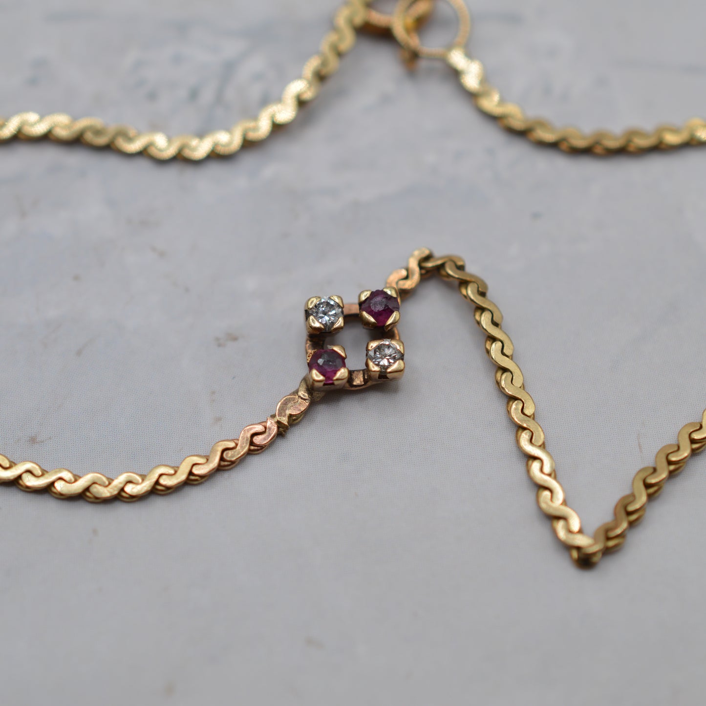 Vintage 9ct Gold Ruby & Diamond Bracelet (7 1/4”)