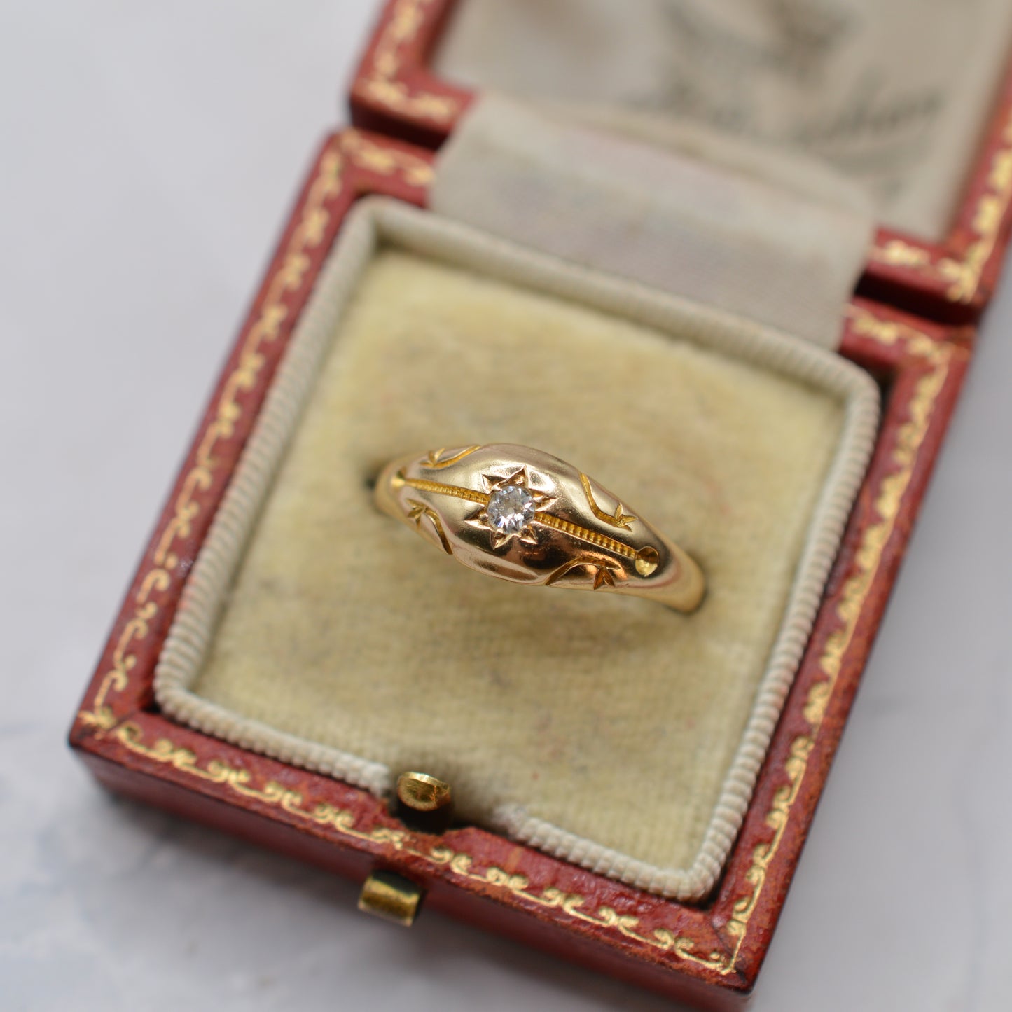 Victorian 1898 18ct Gold Diamond Gypsy Ring
