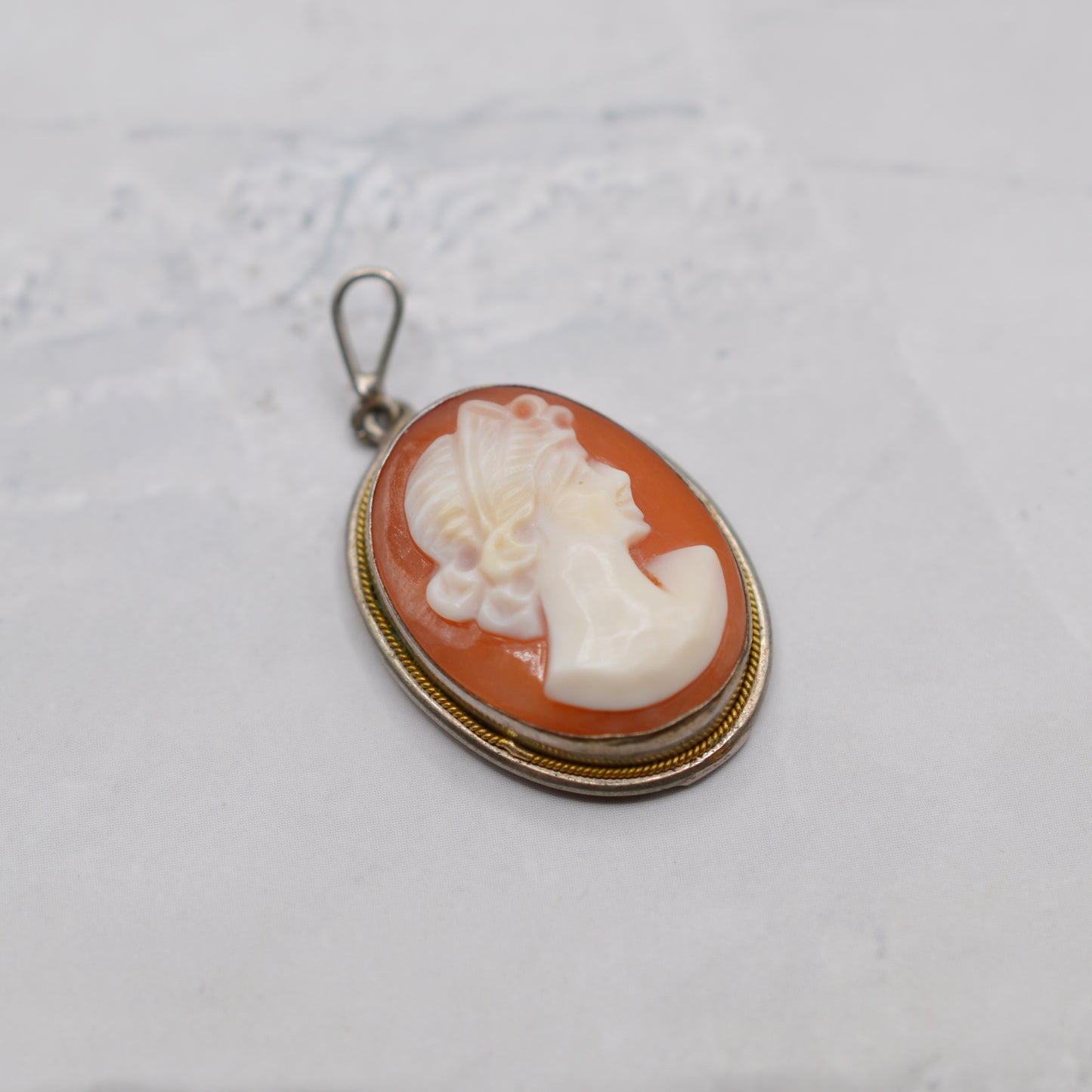 Vintage .800 Silver Cameo Pendant