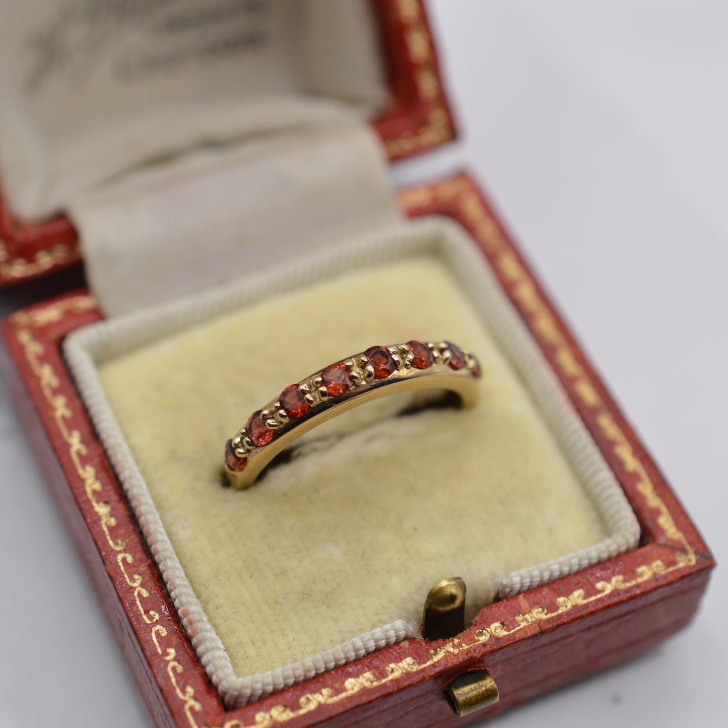 Y2K 9ct Gold Garnet Half-Eternity Ring