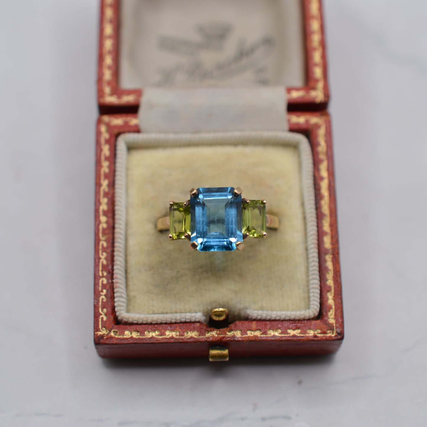 9ct Gold Topaz & Peridot Trilogy Ring