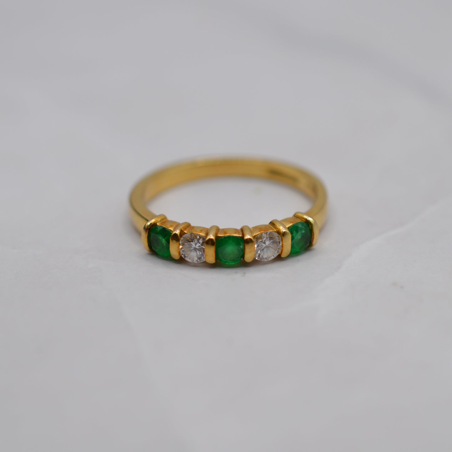 1990s 18ct Gold Emerald & Diamond Five-Stone Ring
