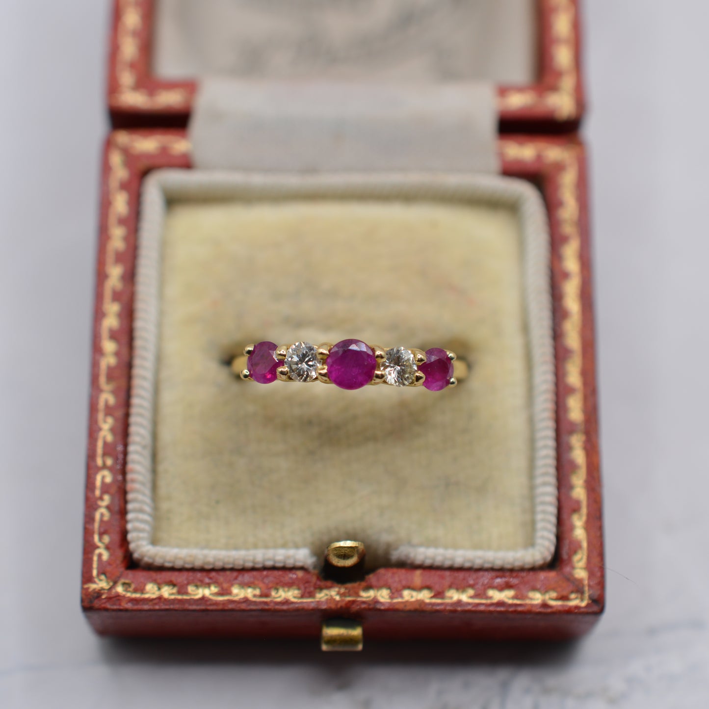 18ct Gold Ruby & Diamond Five-Stone Ring