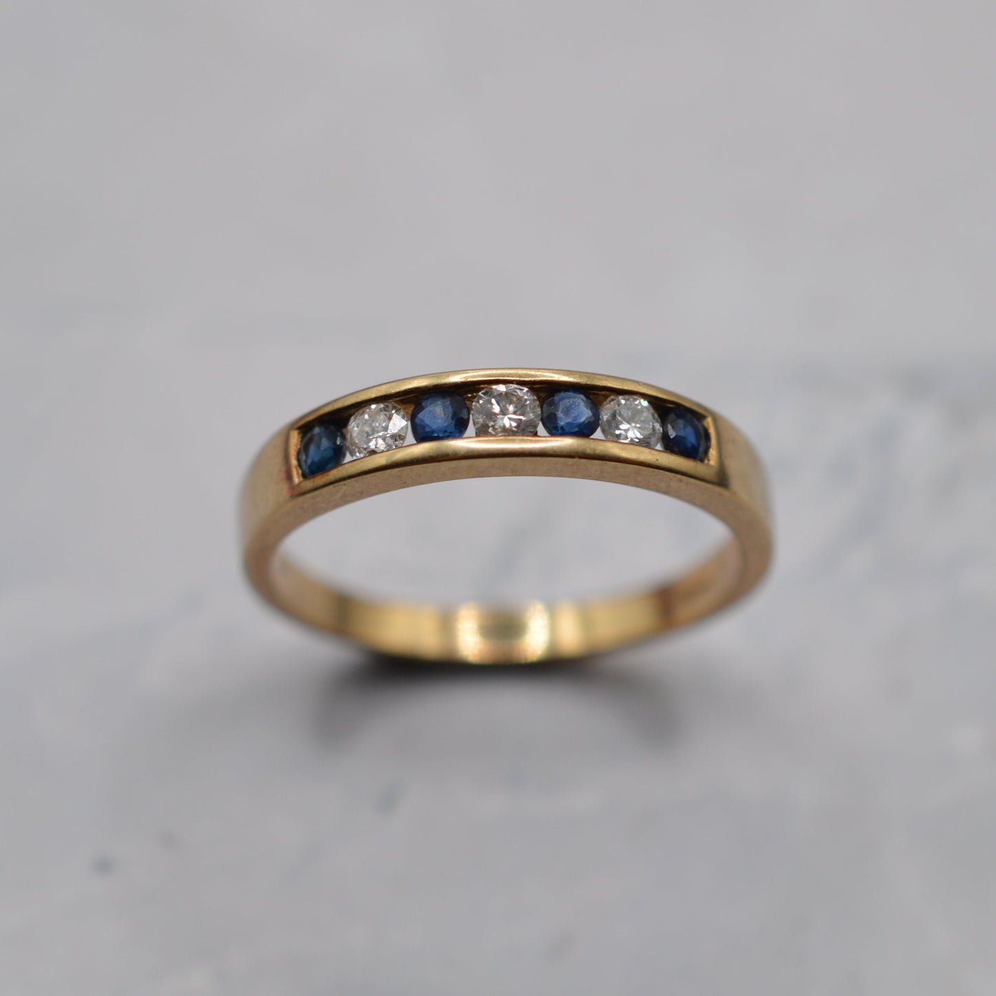 9ct Gold Sapphire & Diamond Half-Eternity Ring