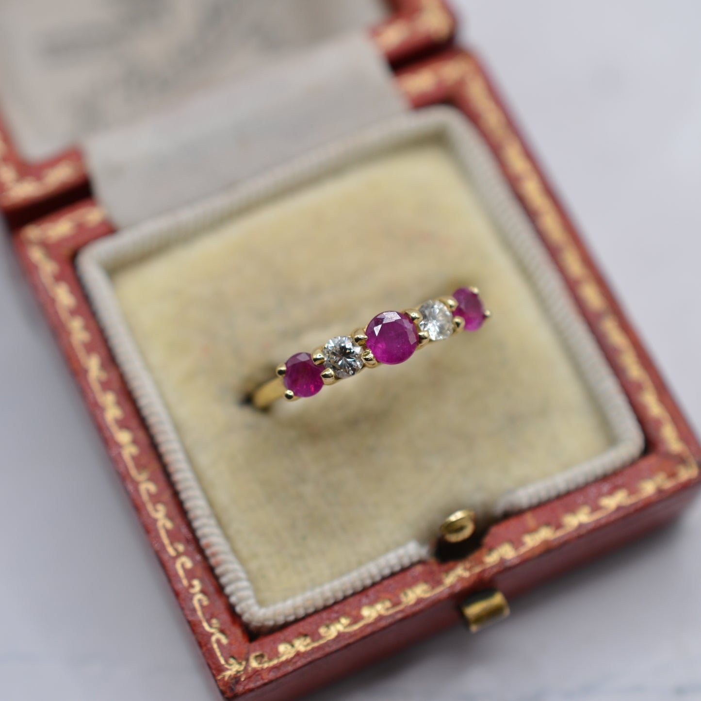 18ct Gold Ruby & Diamond Five-Stone Ring