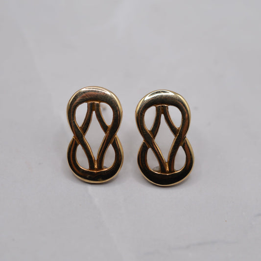 1990s 9ct Gold Celtic Reef Knot Stud Earrings