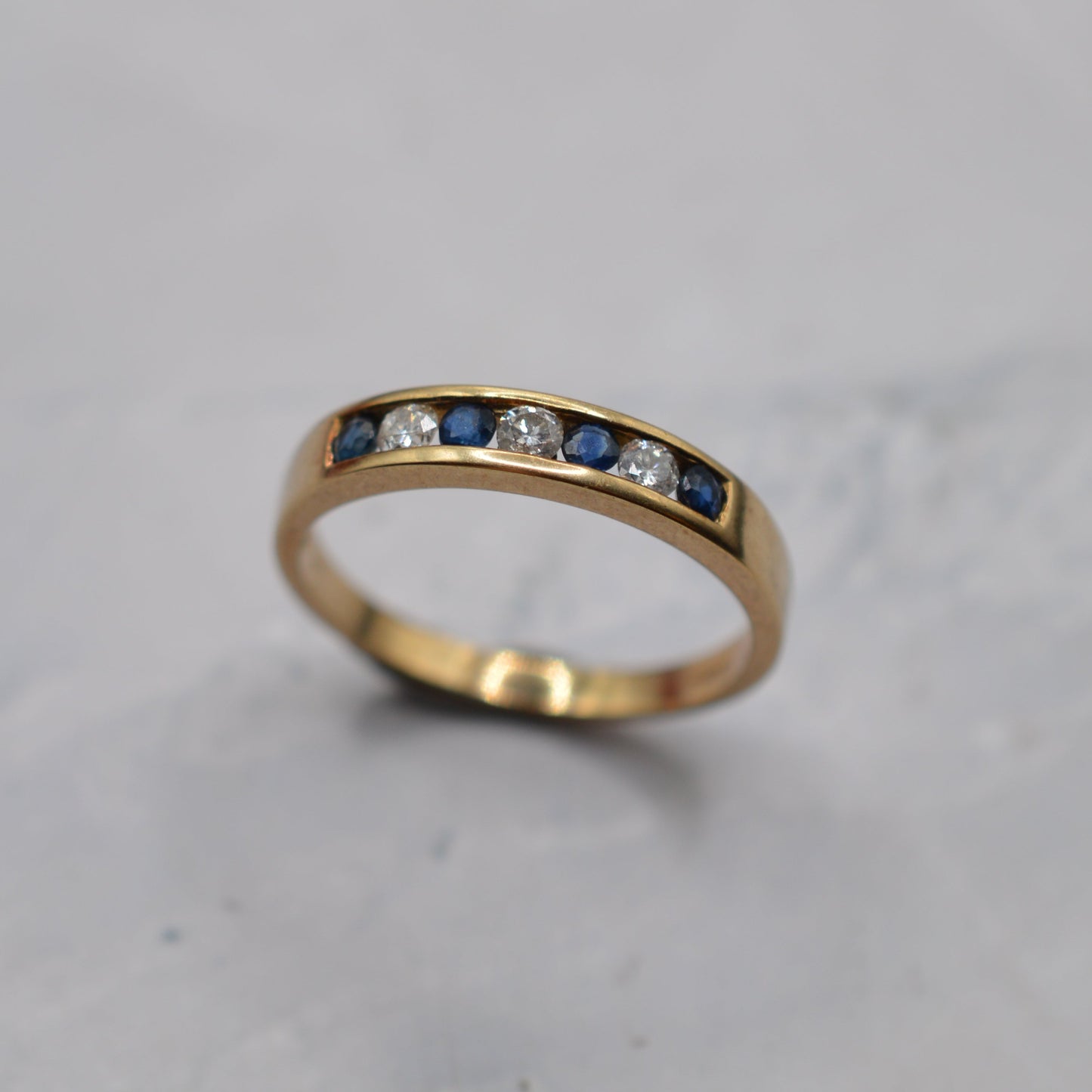 9ct Gold Sapphire & Diamond Half-Eternity Ring