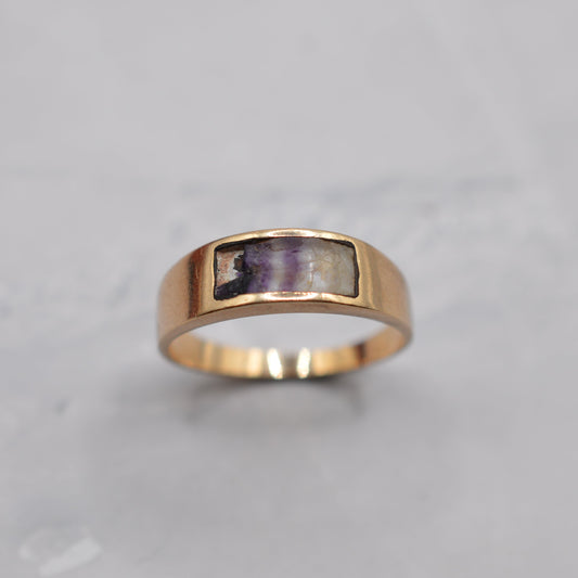 1980s 9ct Gold Blue John Ring