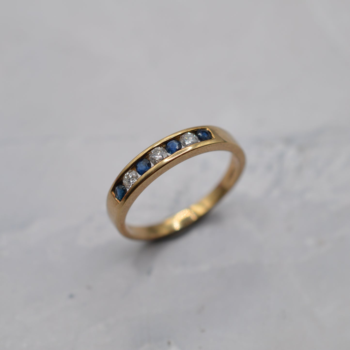 9ct Gold Sapphire & Diamond Half-Eternity Ring