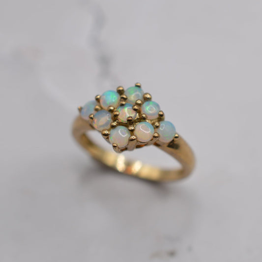 Y2K Vintage 9ct Gold Opal Cluster Ring
