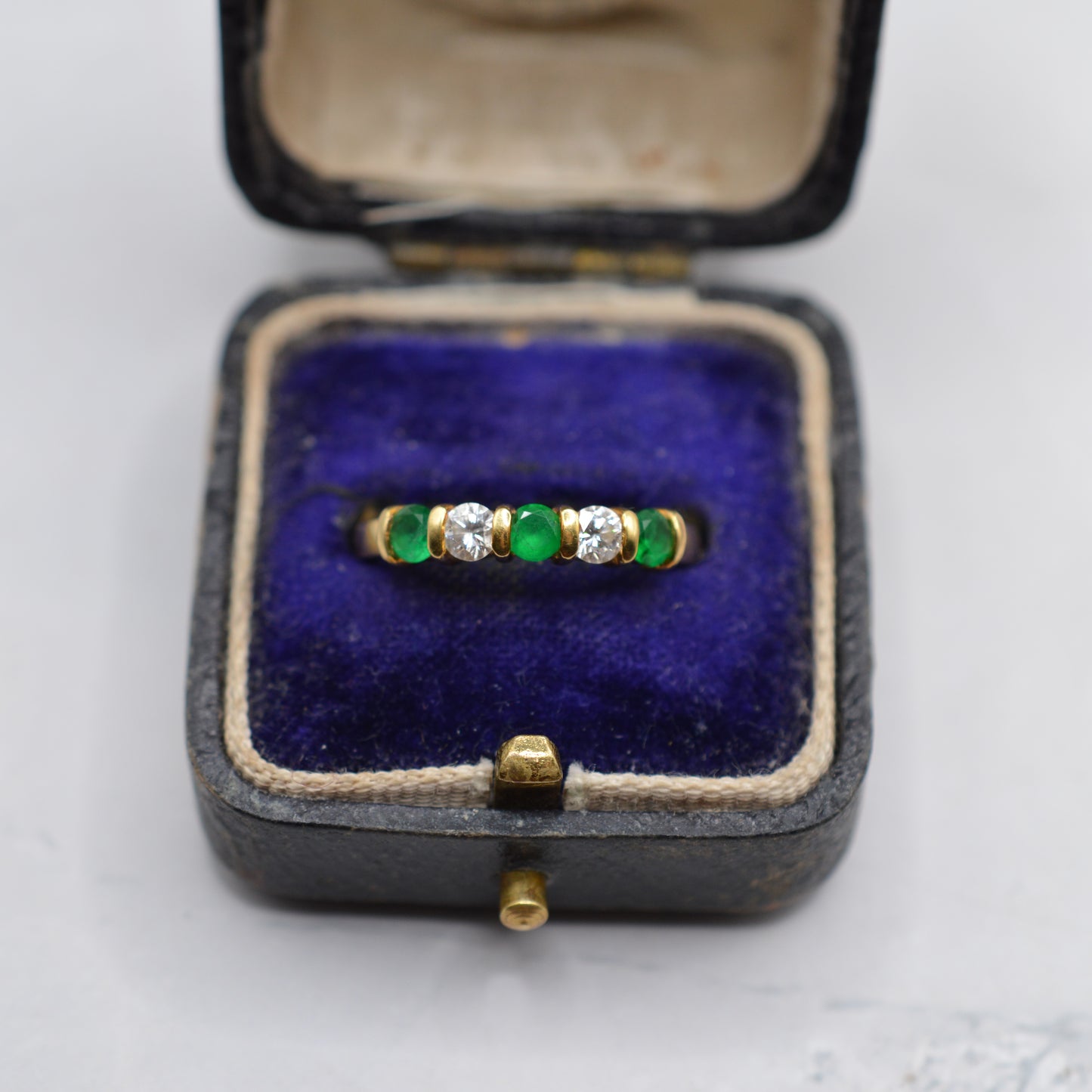 1990s 18ct Gold Emerald & Diamond Five-Stone Ring