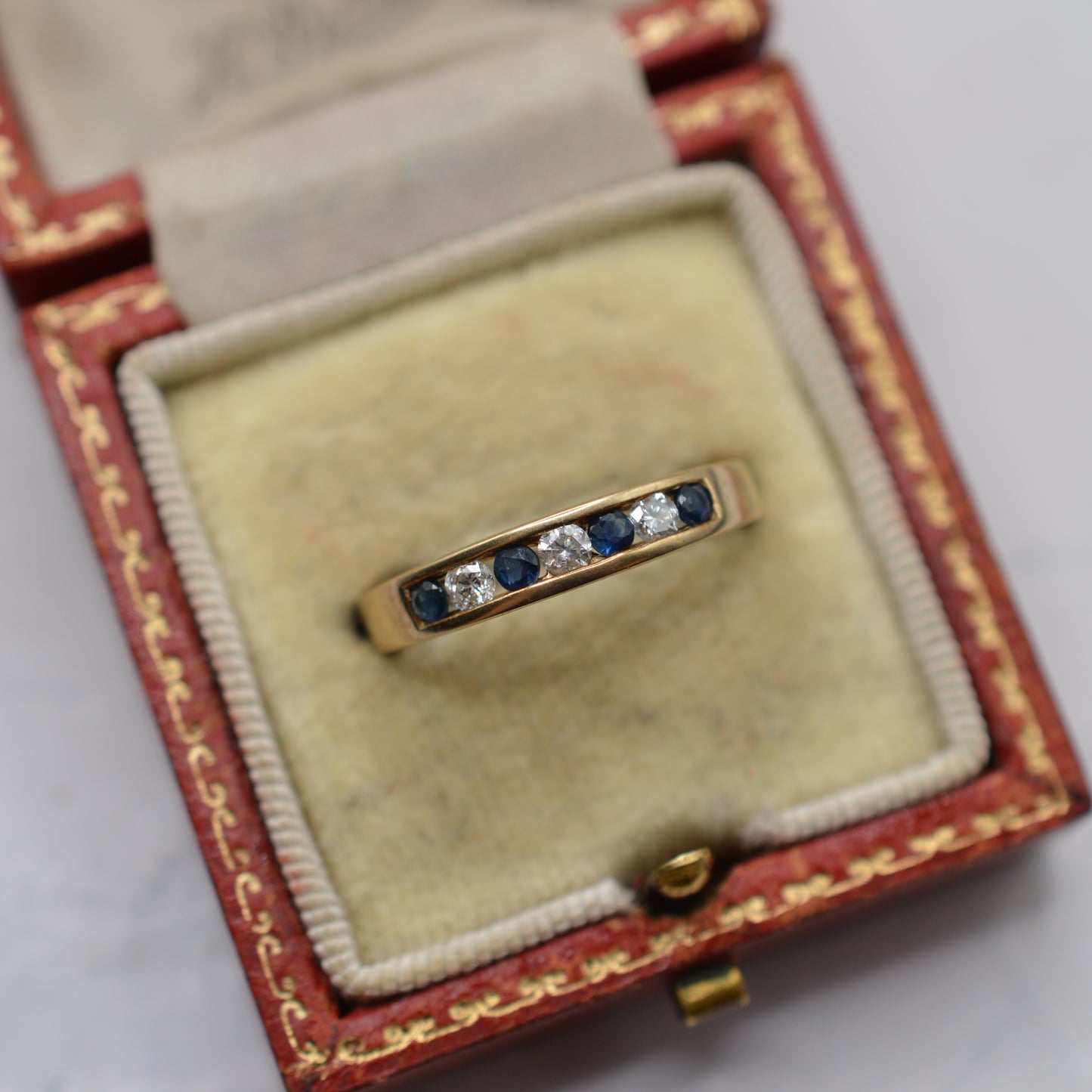 9ct Gold Sapphire & Diamond Half-Eternity Ring