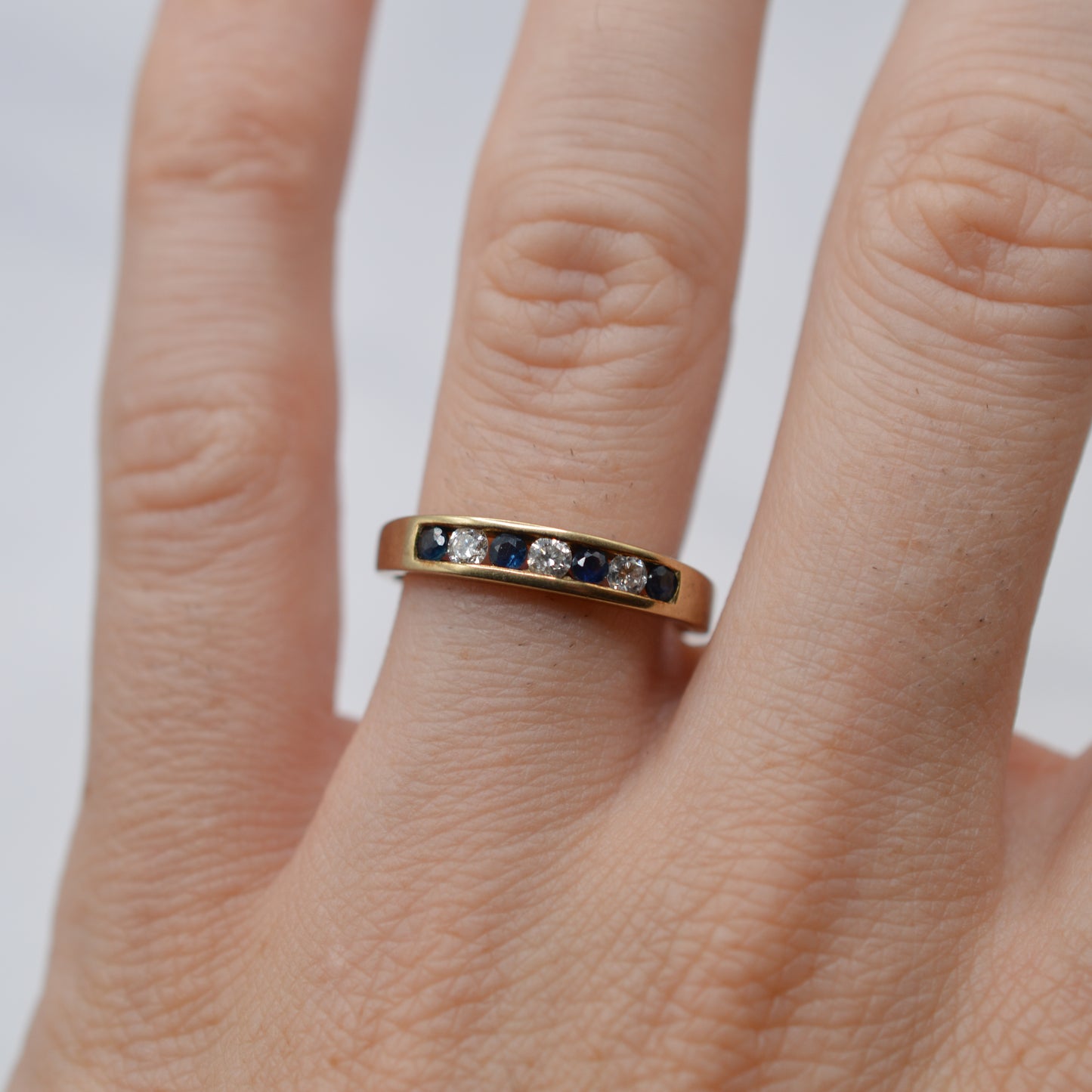 9ct Gold Sapphire & Diamond Half-Eternity Ring