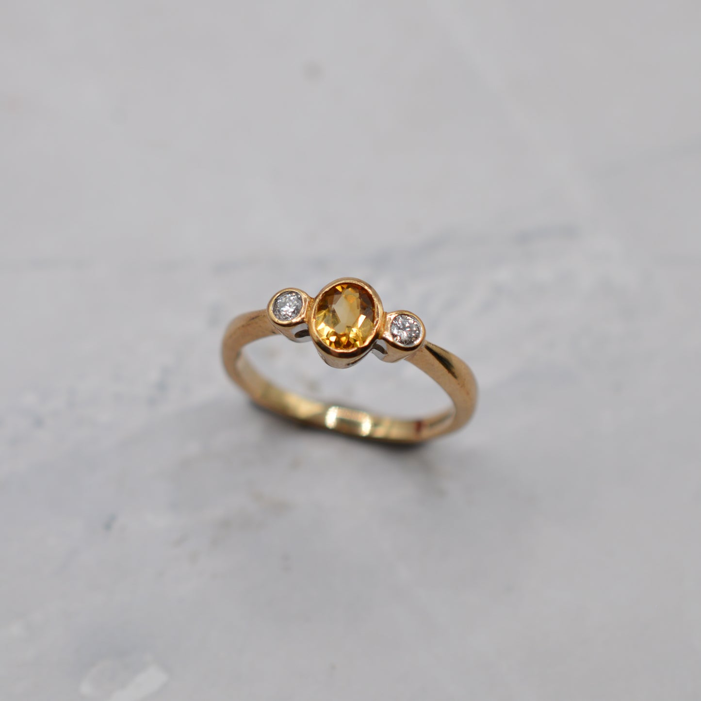 9ct Gold Citrine & Diamond Trilogy Ring