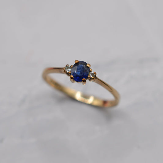 1990s 9ct Gold Sapphire & Diamond Trilogy Ring