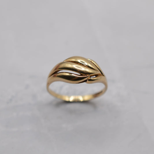 1990s 9ct Gold Leaf Ring