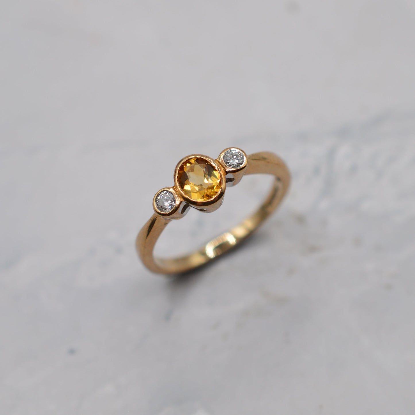 9ct Gold Citrine & Diamond Trilogy Ring