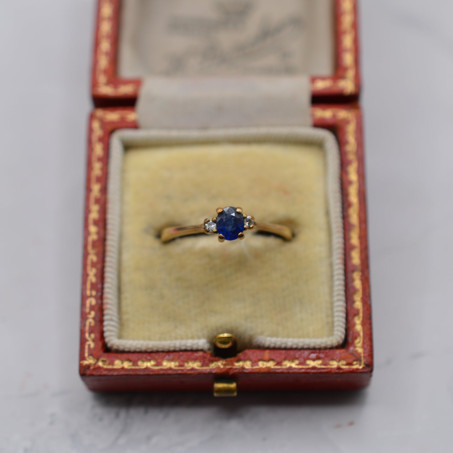 1990s 9ct Gold Sapphire & Diamond Trilogy Ring