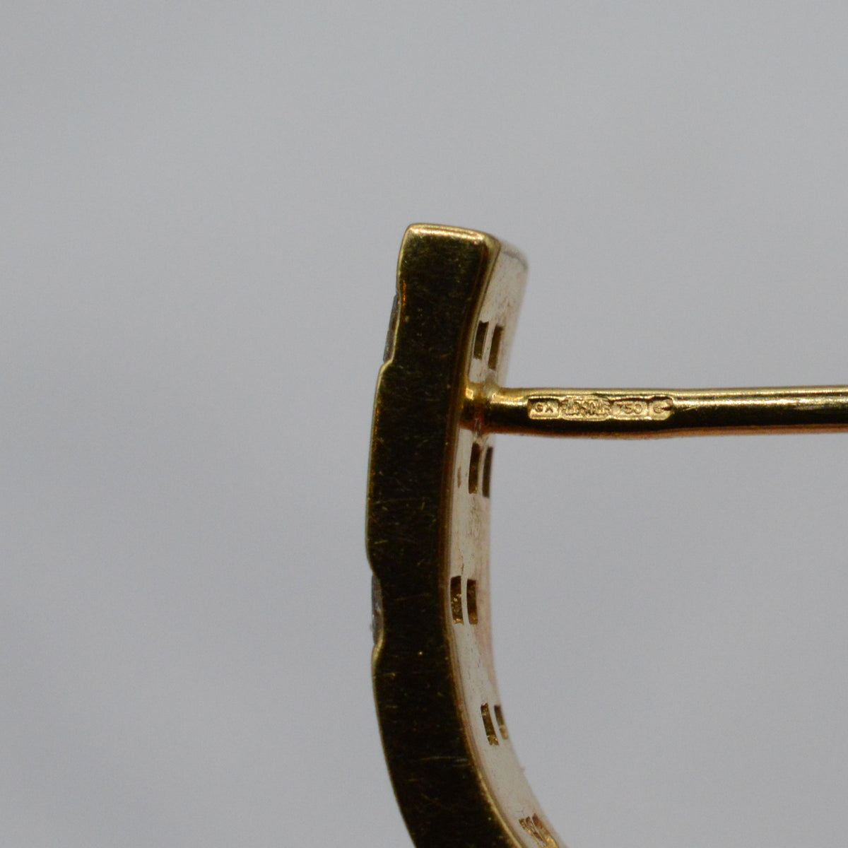 18ct Gold Diamond Curved Bar Stud Earrings
