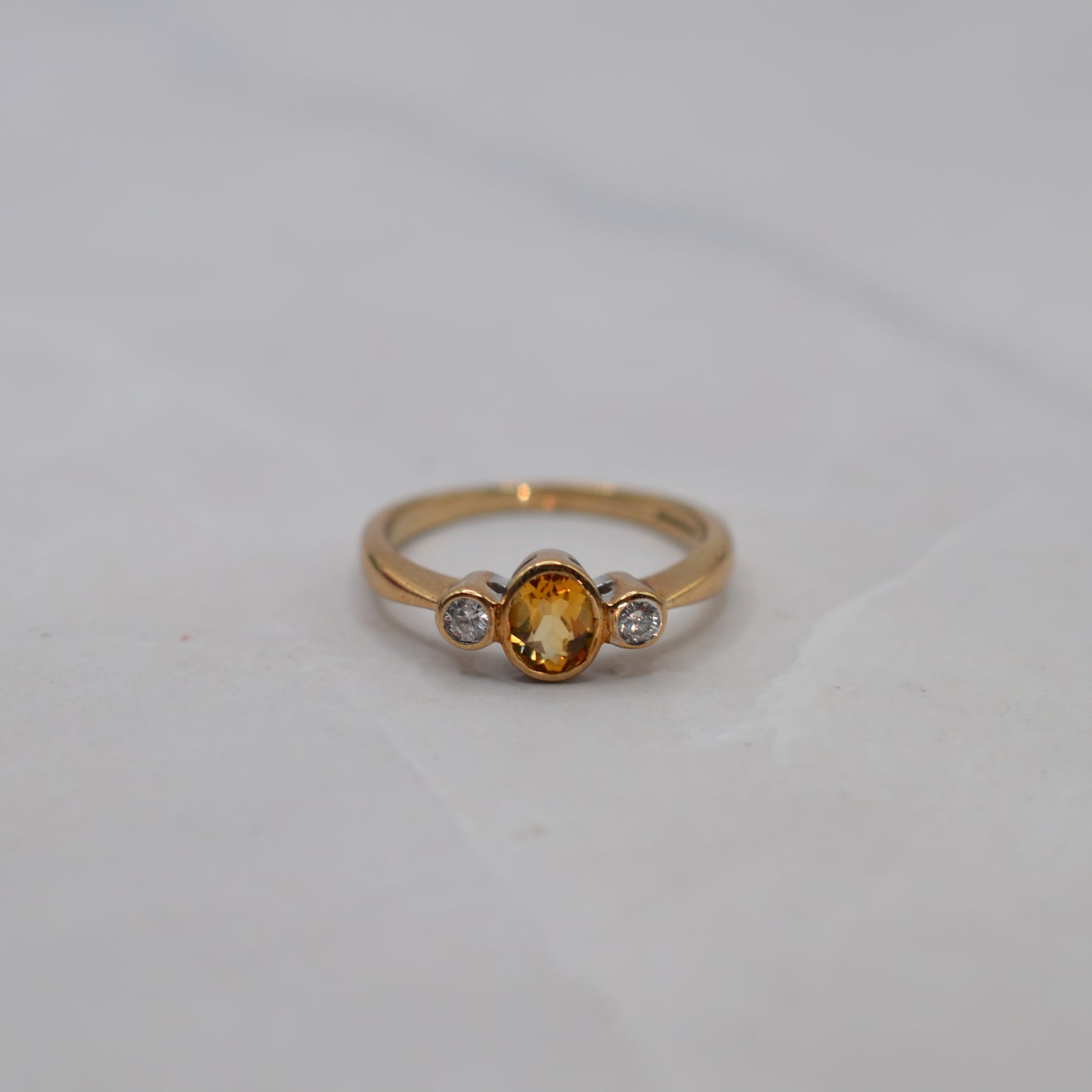 9ct Gold Citrine & Diamond Trilogy Ring
