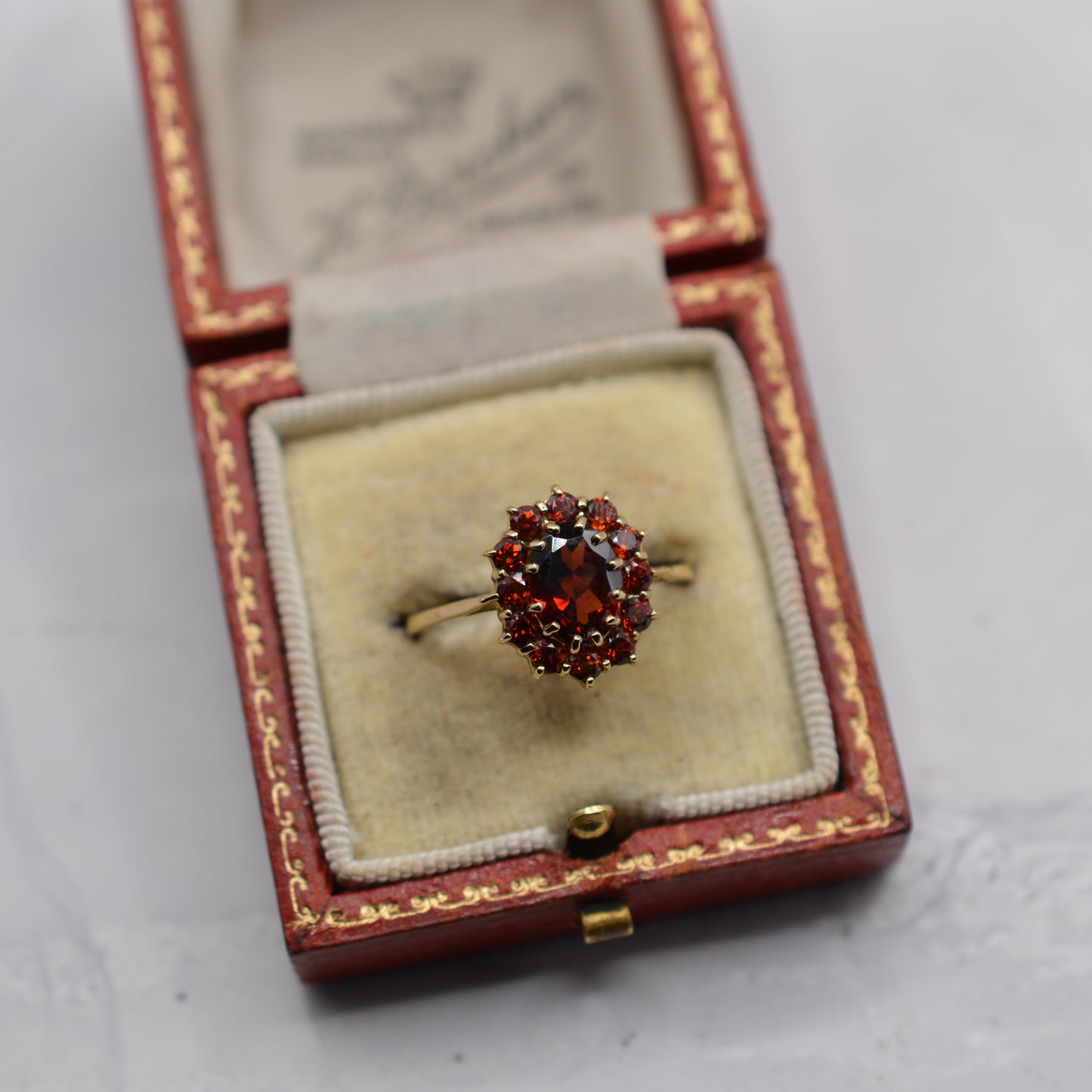 9ct Gold Garnet Cluster Ring