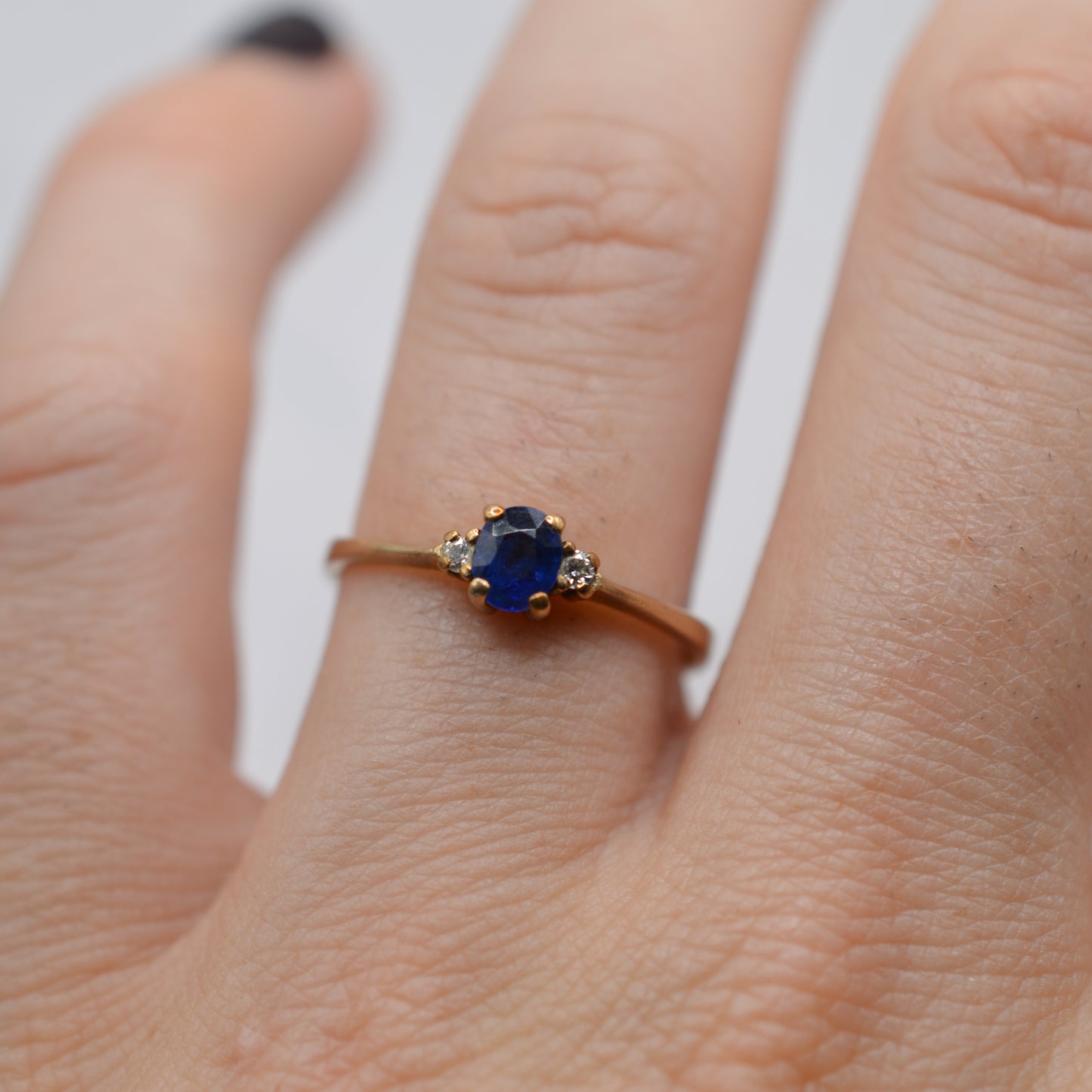 1990s 9ct Gold Sapphire & Diamond Trilogy Ring