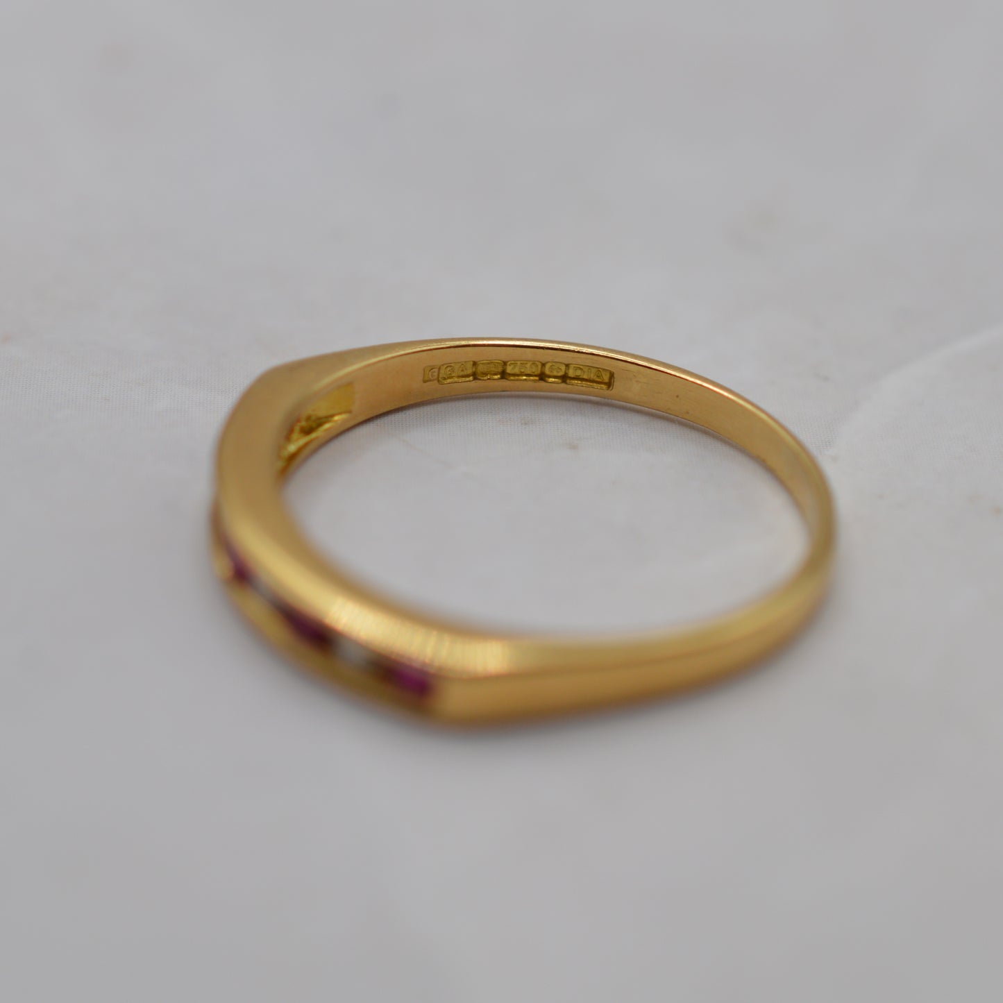 18ct Gold Ruby & Diamond Channel-Set Half-Eternity Ring