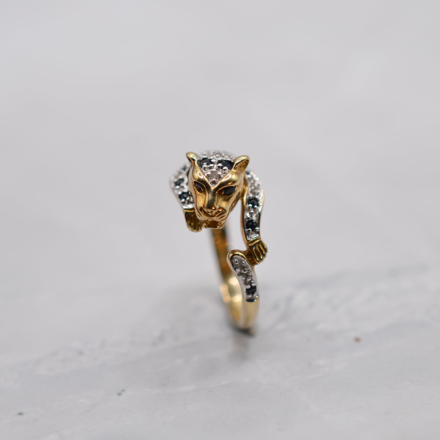 9ct Gold Sapphire & Diamond Panther Ring