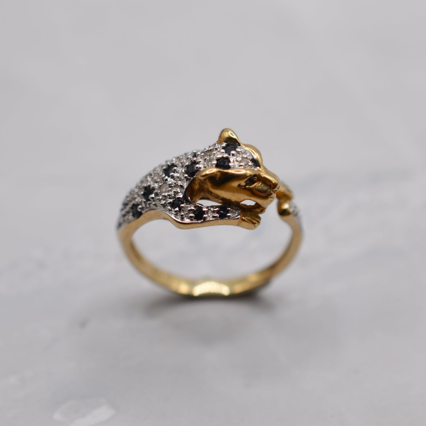 9ct Gold Sapphire & Diamond Panther Ring
