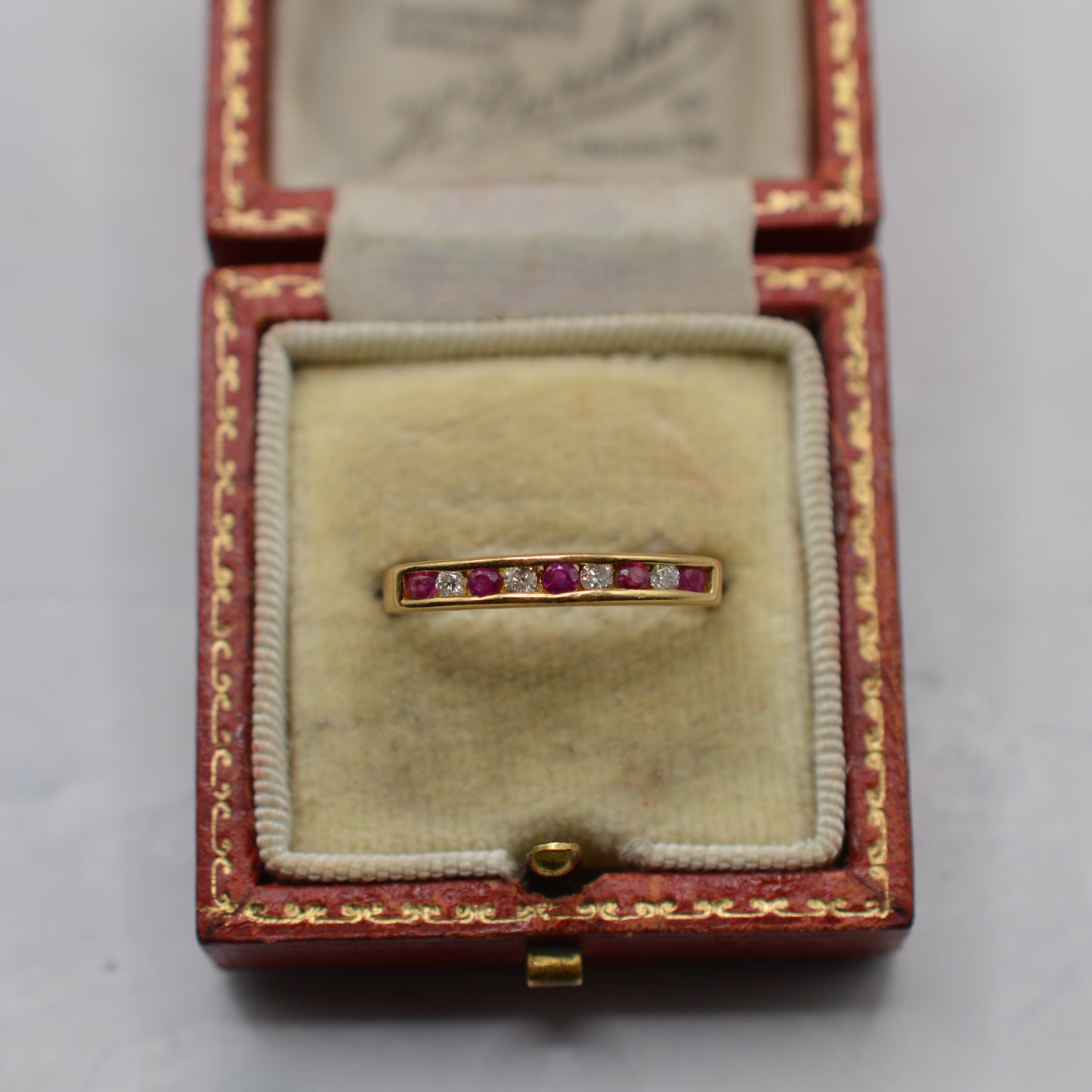 18ct Gold Ruby & Diamond Channel-Set Half-Eternity Ring