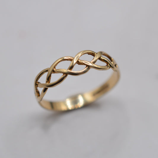 1980s Vintage 9ct Gold Celtic Braid Ring