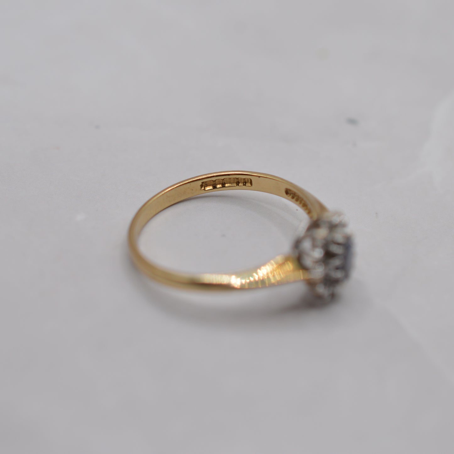 1990s 9ct Gold Sapphire & Diamond Cluster Ring