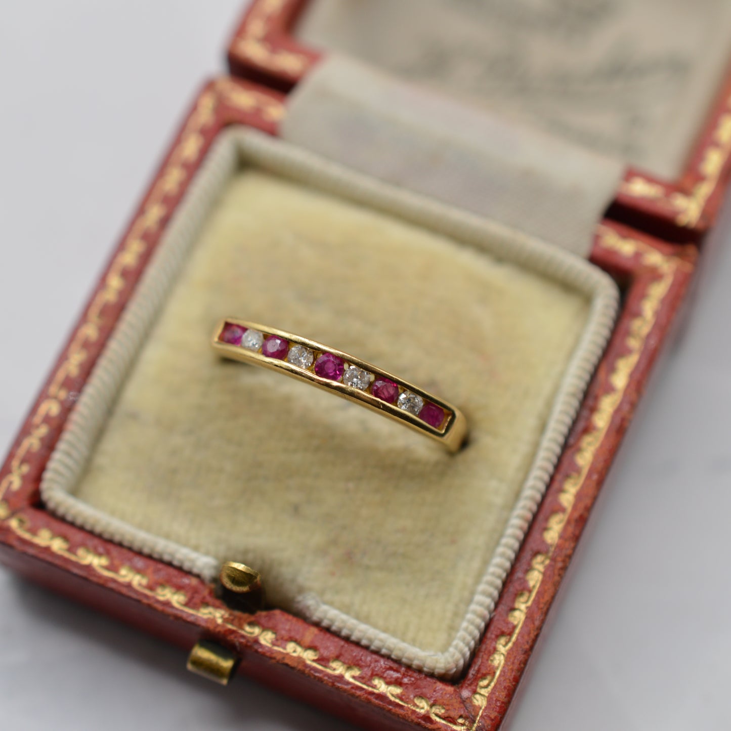18ct Gold Ruby & Diamond Channel-Set Half-Eternity Ring