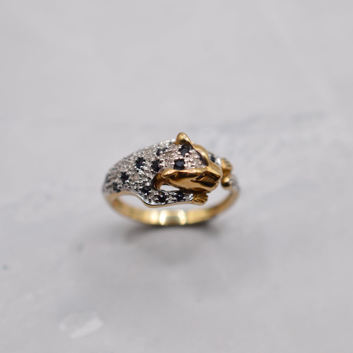9ct Gold Sapphire & Diamond Panther Ring