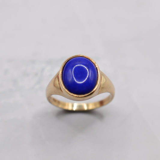 Chunky 9ct Gold Lapis Lazuli Signet Ring