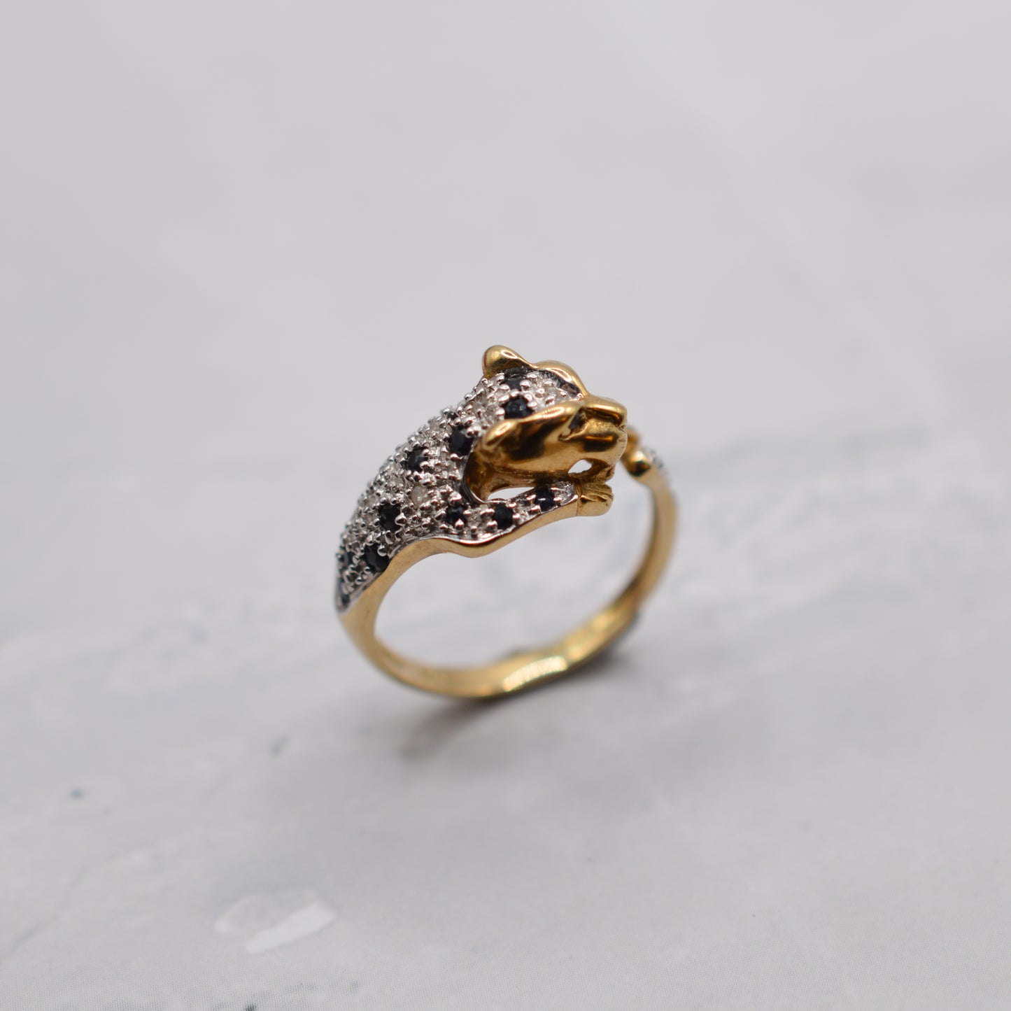 9ct Gold Sapphire & Diamond Panther Ring