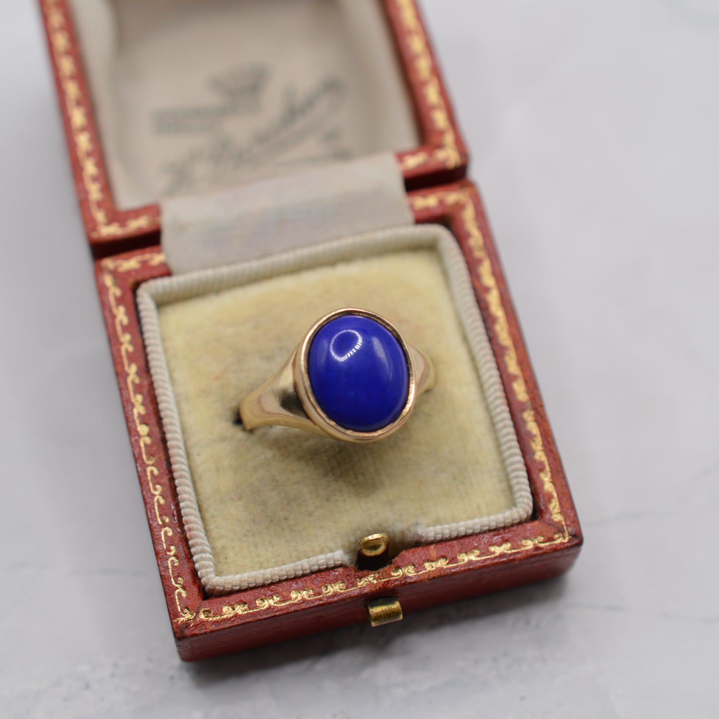 *RESERVED* Chunky 9ct Gold Lapis Lazuli Signet Ring