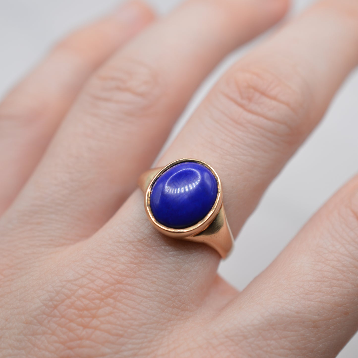 *RESERVED* Chunky 9ct Gold Lapis Lazuli Signet Ring