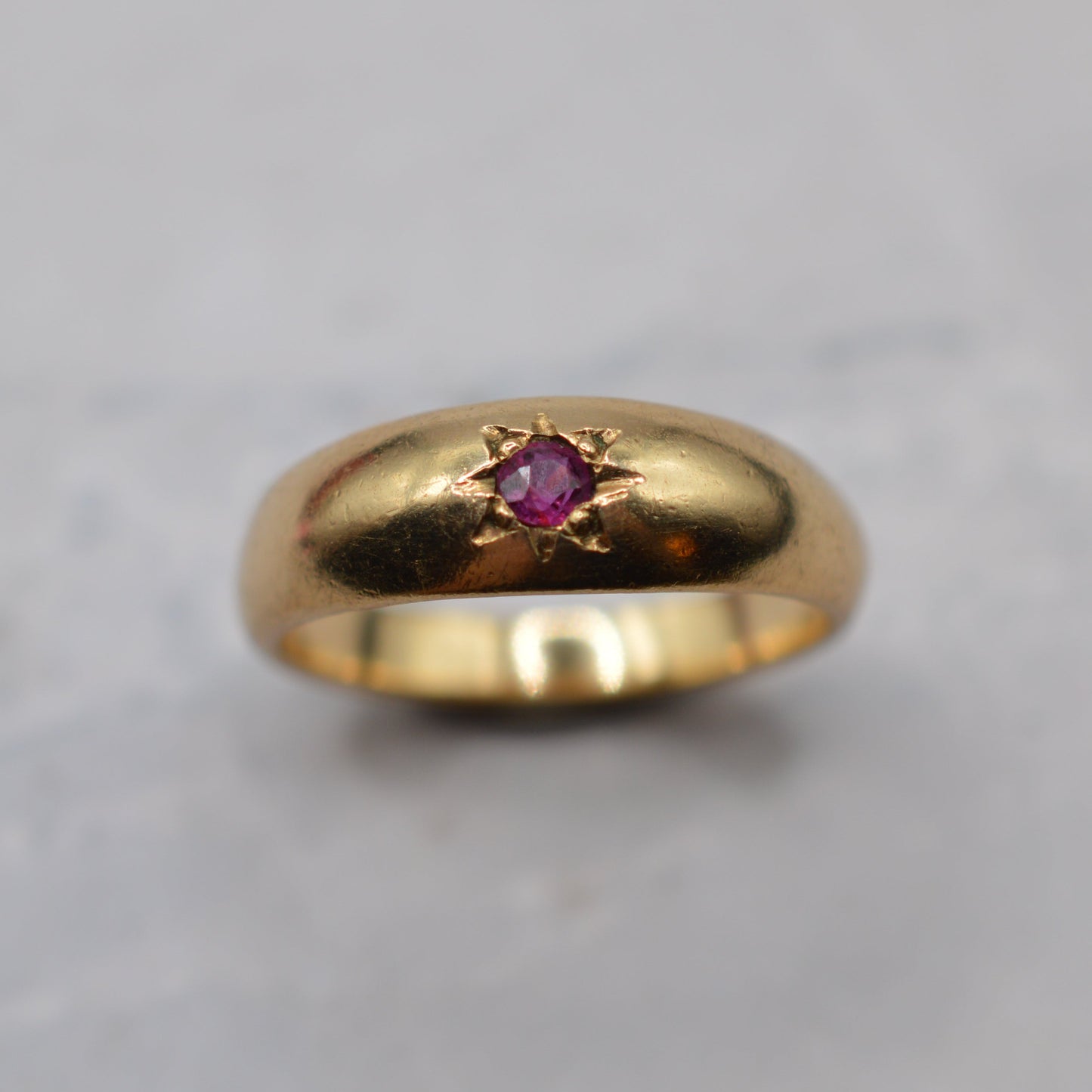 1990s 9ct Gold Ruby Dome Ring