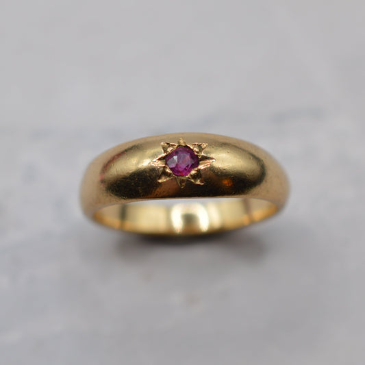 1990s 9ct Gold Ruby Dome Ring