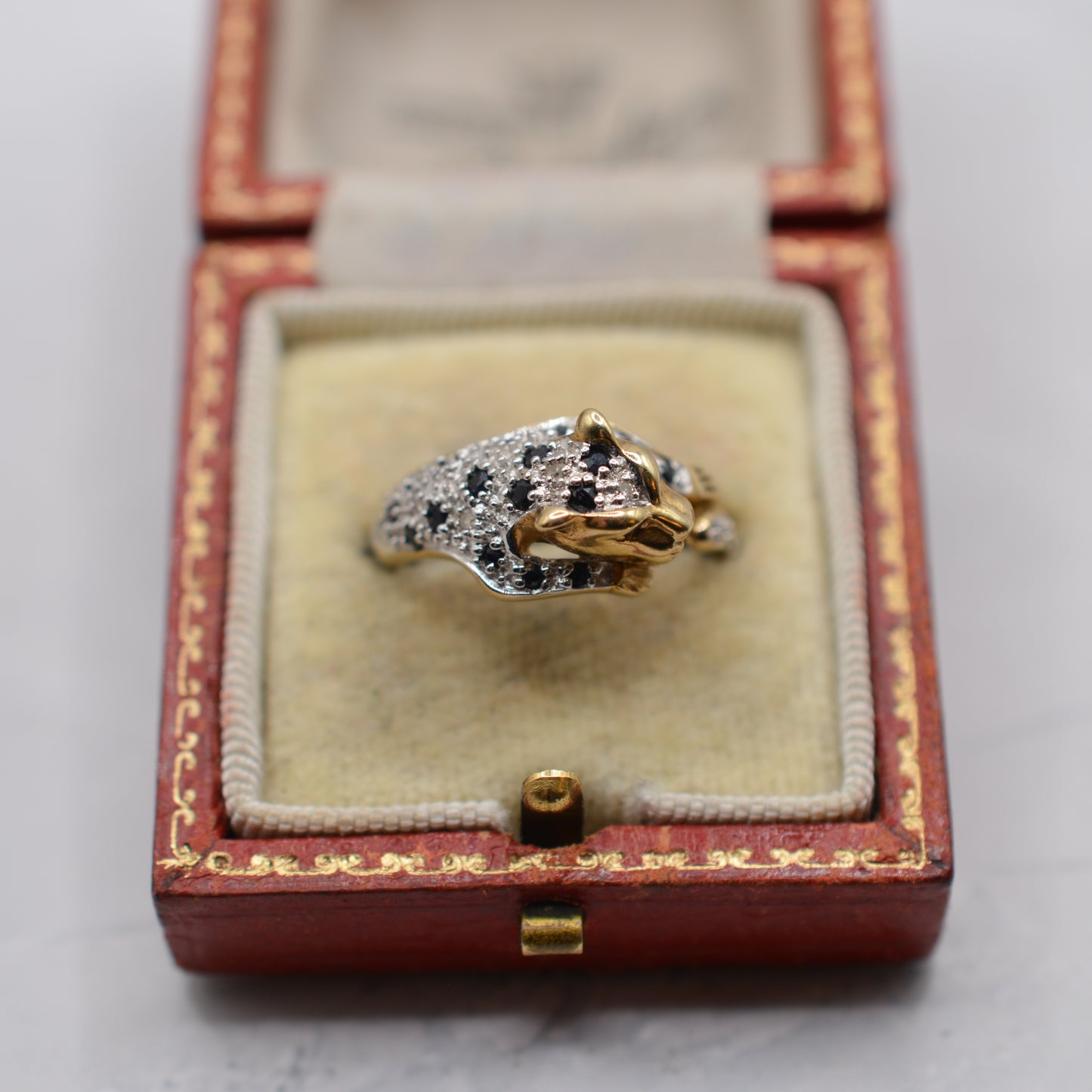 9ct Gold Sapphire & Diamond Panther Ring