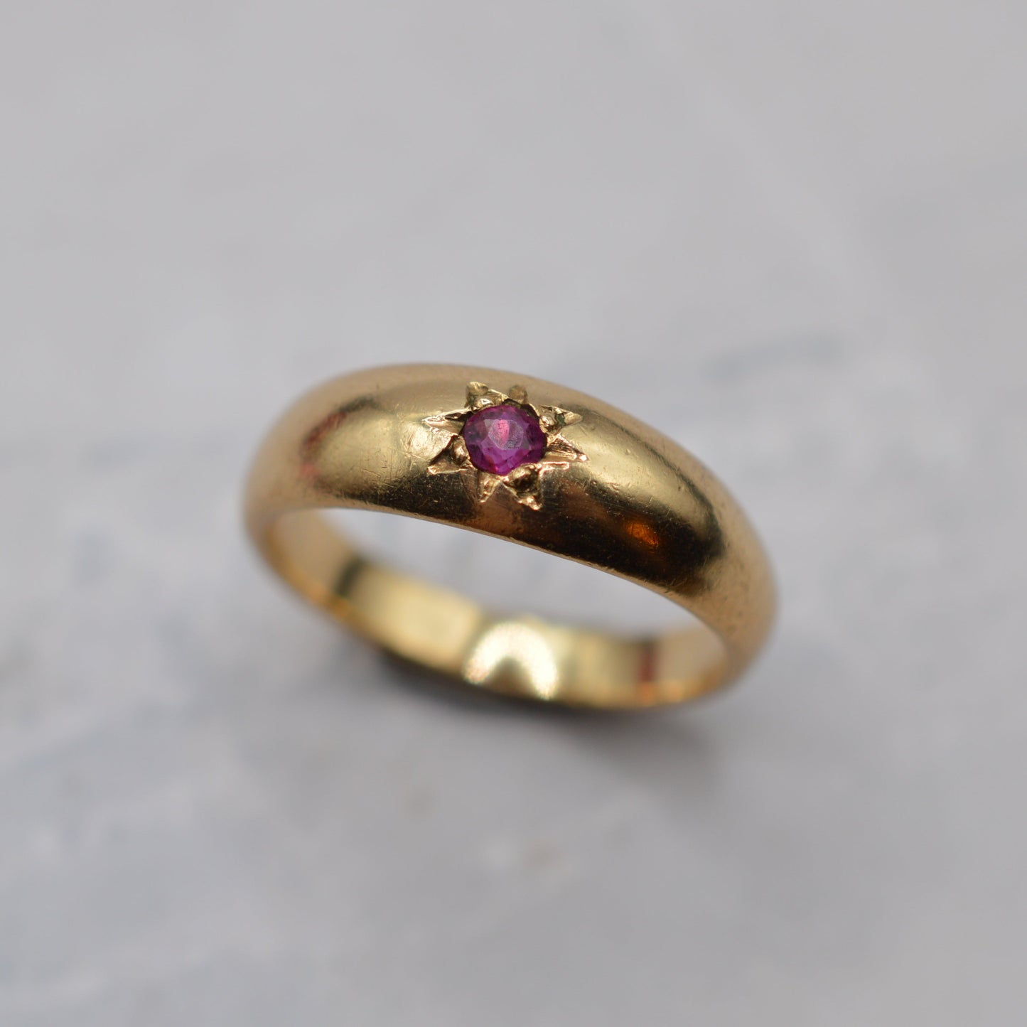 1990s 9ct Gold Ruby Dome Ring