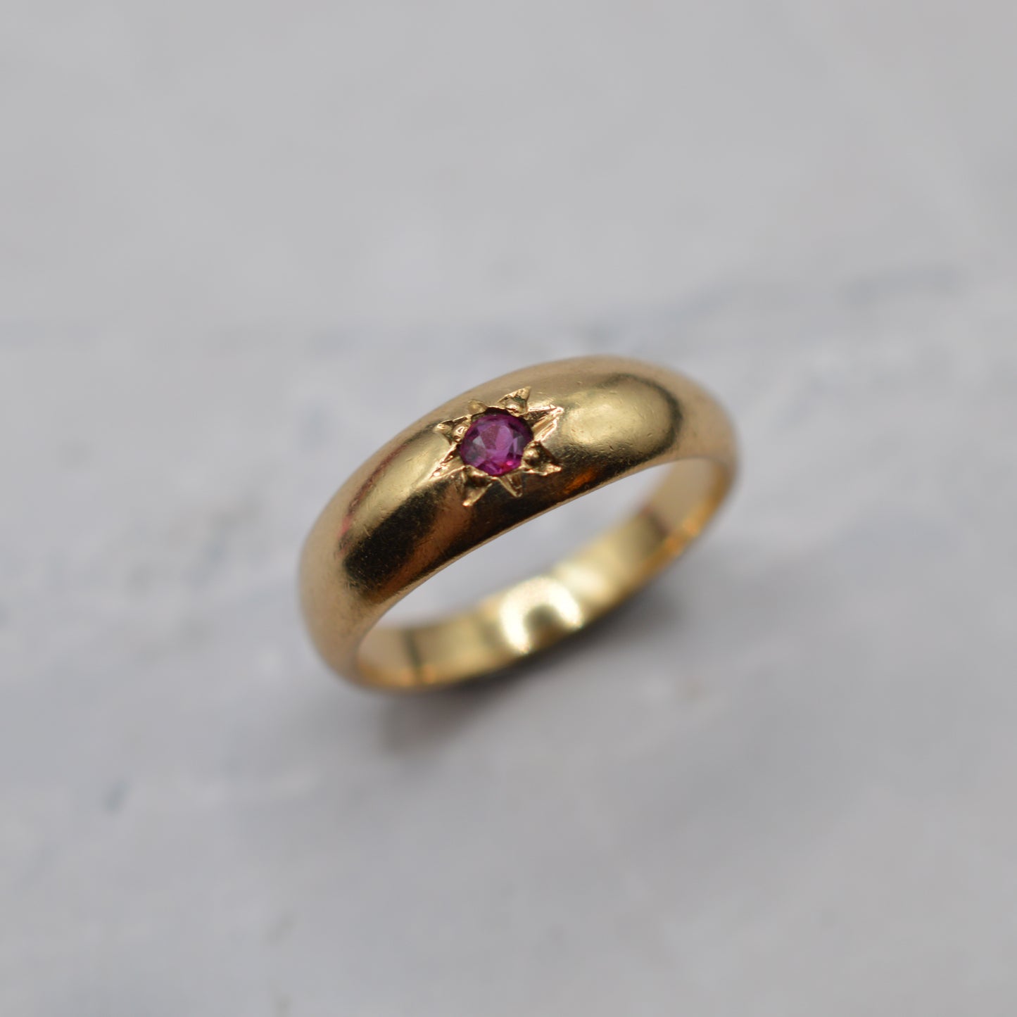 1990s 9ct Gold Ruby Dome Ring