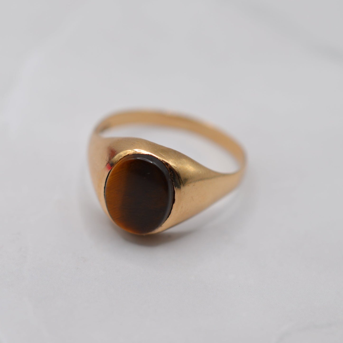 1970s Vintage 9ct Gold Tiger's Eye Signet Ring