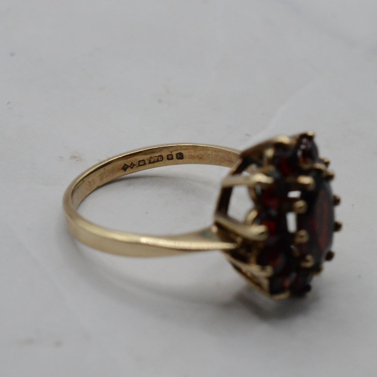 1980s Vintage 9ct Gold Garnet Cluster Ring