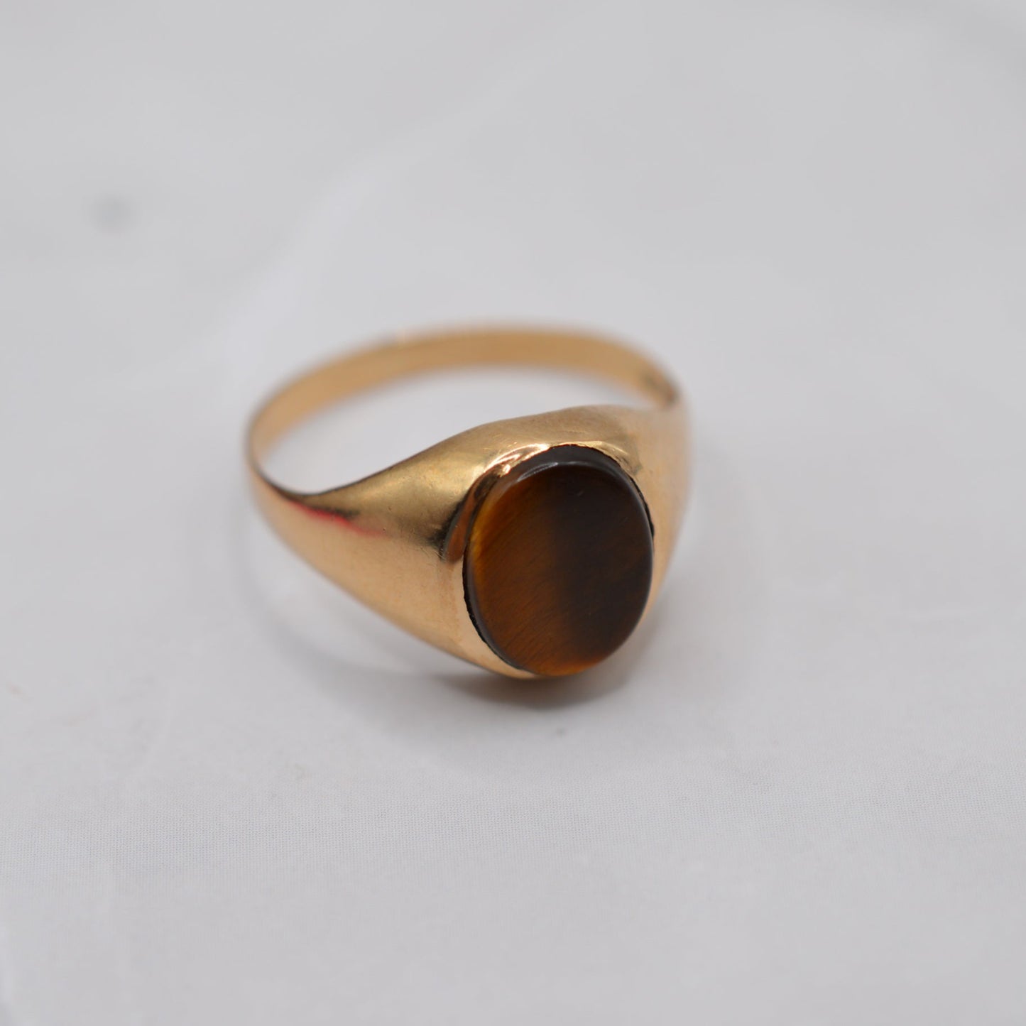 1970s Vintage 9ct Gold Tiger's Eye Signet Ring