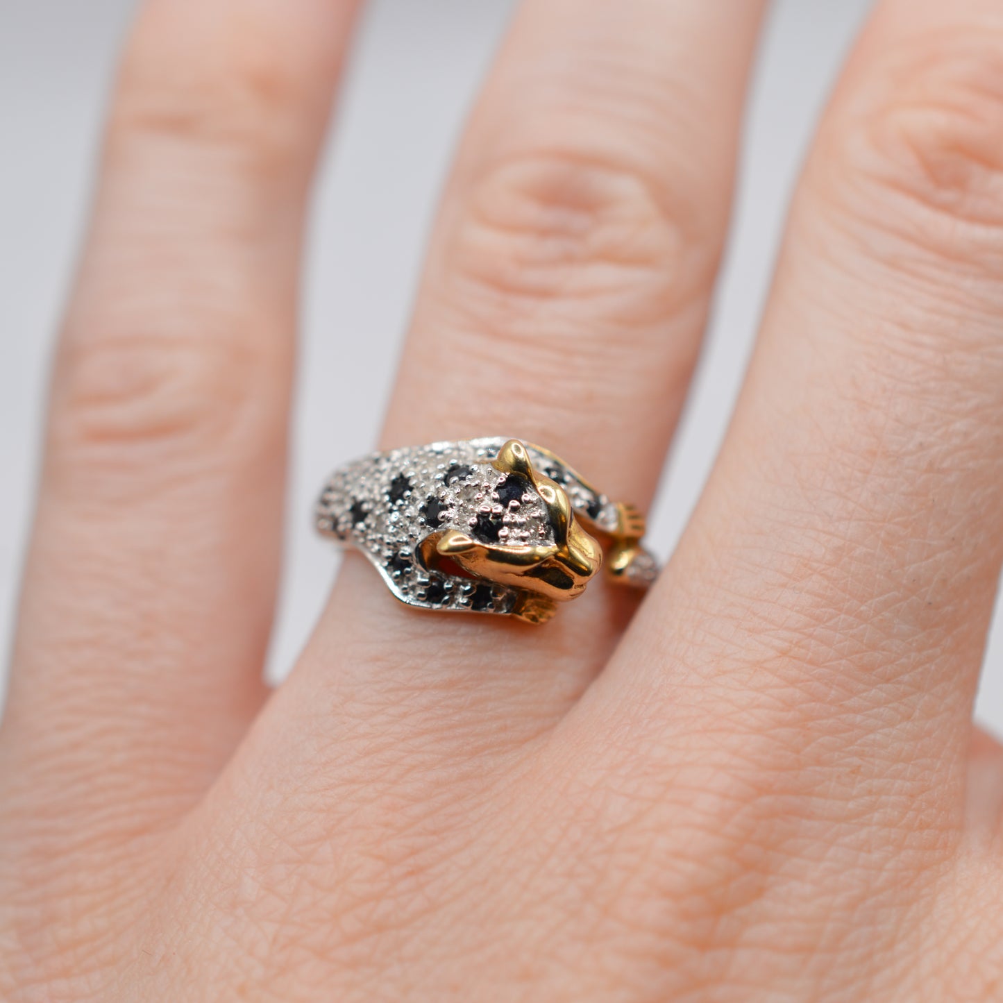 9ct Gold Sapphire & Diamond Panther Ring