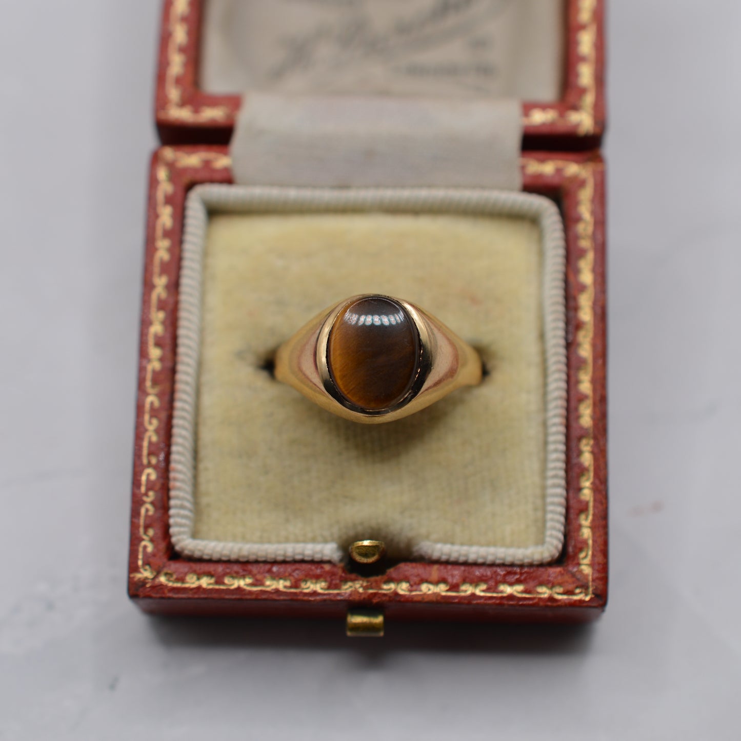 1970s Vintage 9ct Gold Tiger's Eye Signet Ring
