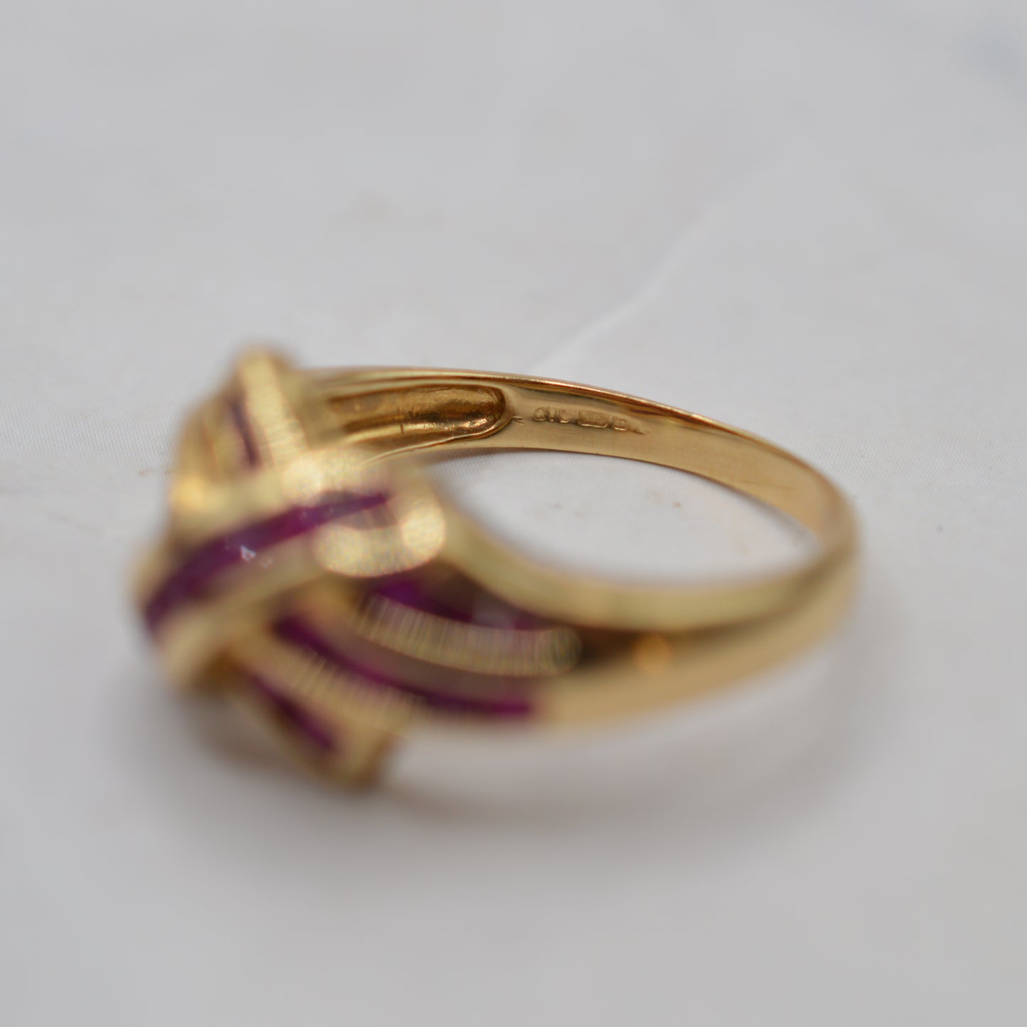 Chunky 9ct Gold Ruby Crossover Ring