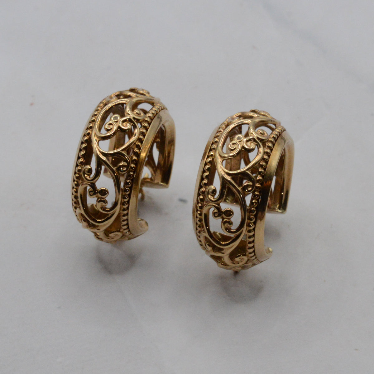 Chunky 9ct Gold Openwork Hoop Earrings